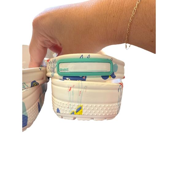 Crocs ﻿Kid's Junior White Multi Classic Doodle Print Clog Shoes Size 3 - Picture 10 of 14